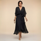 MARTA - VESTIDO DE CHIFFON CON ESCOTE EN V
