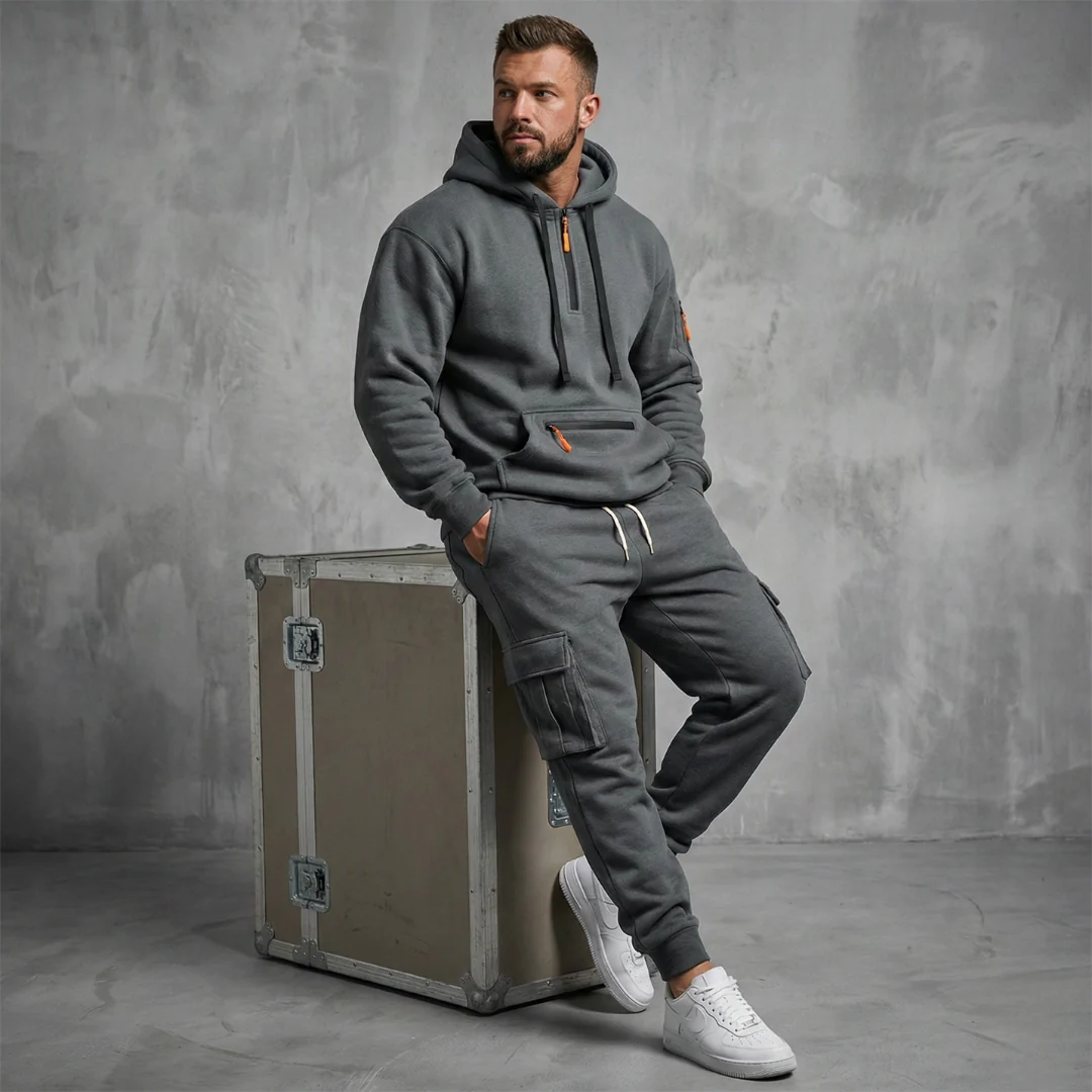 Charlie - Conjunto de sudadera térmica con capucha y chándal para hombre