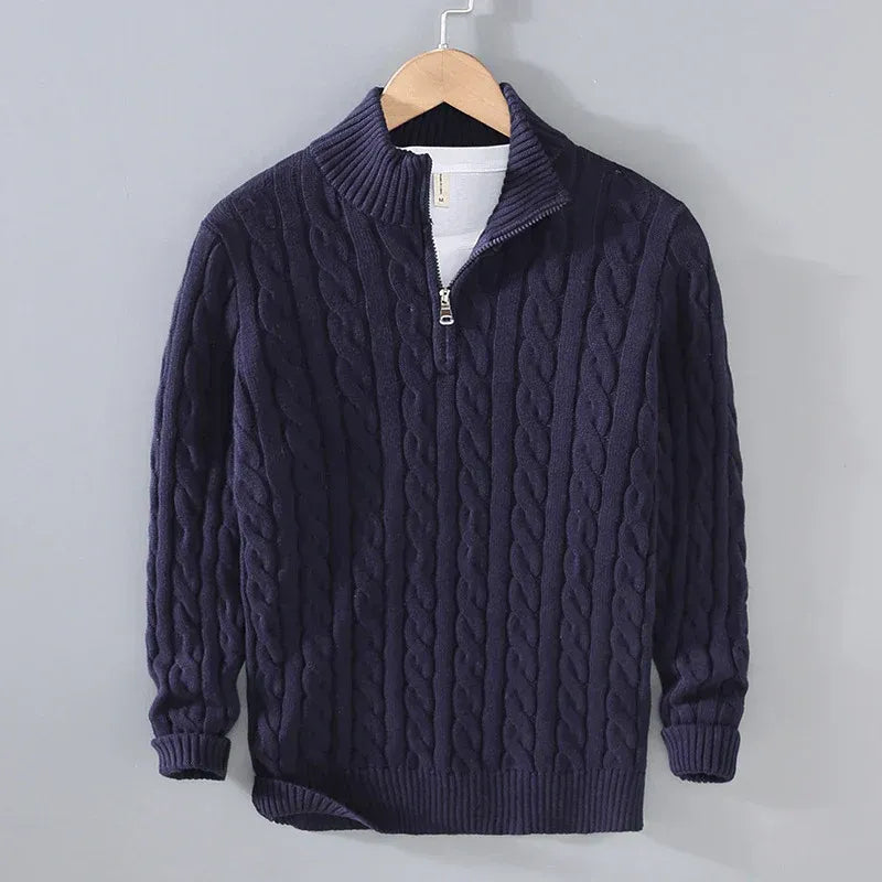 Jersey de punto con cremallera en el cuello para hombre