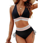 Rosi - Bikini de talle alto con control de abdomen y colorido patchwork