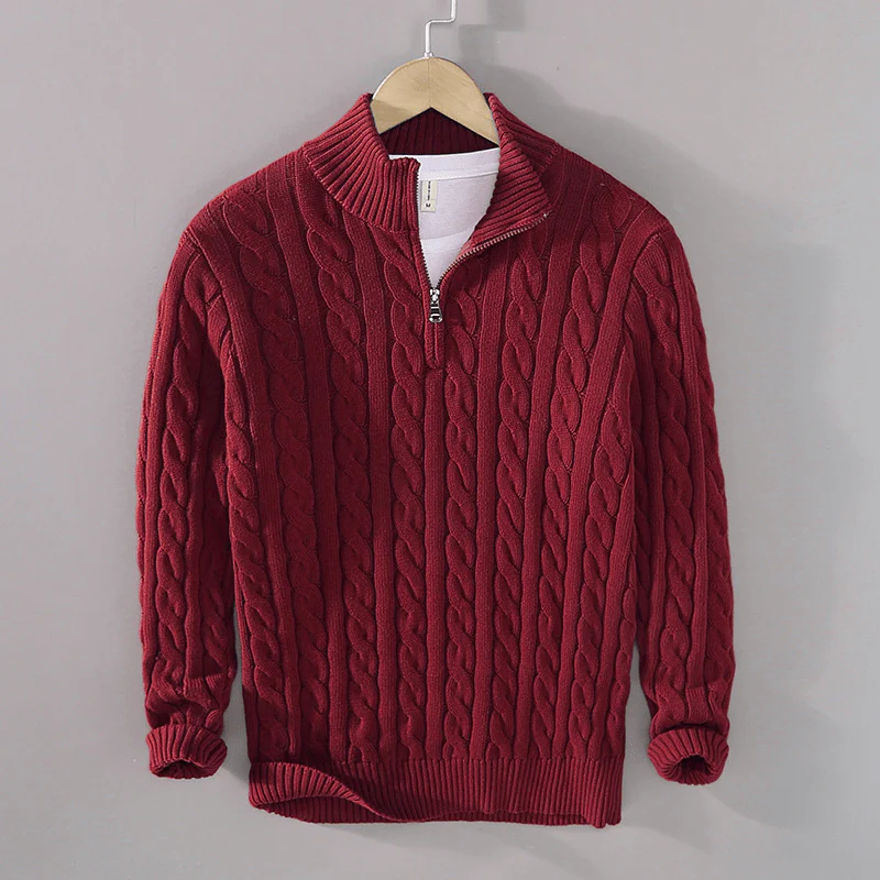 Jersey de punto con cremallera en el cuello para hombre