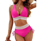 Rosi - Bikini de talle alto con control de abdomen y colorido patchwork