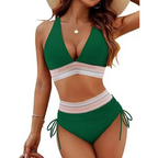 Rosi - Bikini de talle alto con control de abdomen y colorido patchwork